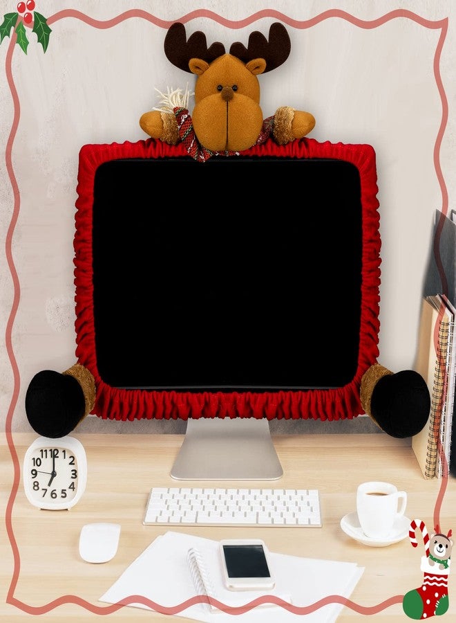 اودين غطاءان لشاشة الكمبيوتر بتصميم عيد الميلاد، زينة مكتبية لعيد الميلاد، غطاء مرن لشاشة الكمبيوتر المحمول بتصميم غزال الرنة وسانتا كلوز، مناسب للمنزل والمكتب والمول والتصوير الفوتوغرافي، هدايا العطلات - Image 5