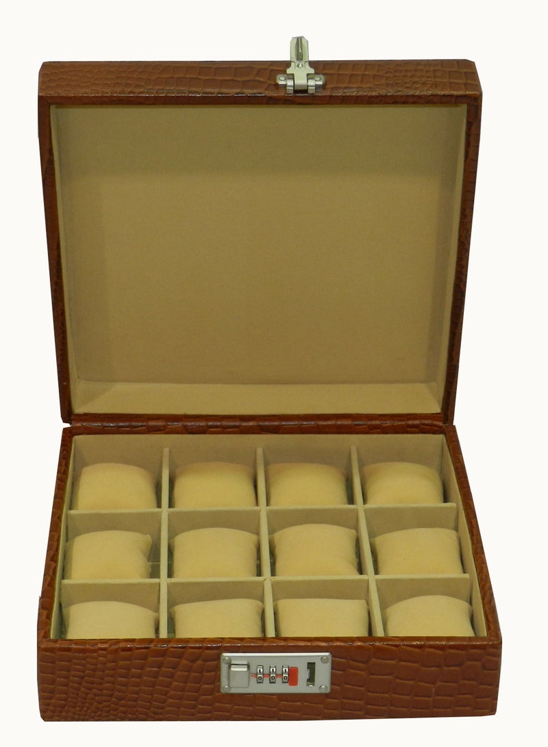 LAVERI LEATHER Laveri Watch Box for Men Women (12 Slots), Premium  Leather Watch Case  Organizer Removable Pillow - Image 1