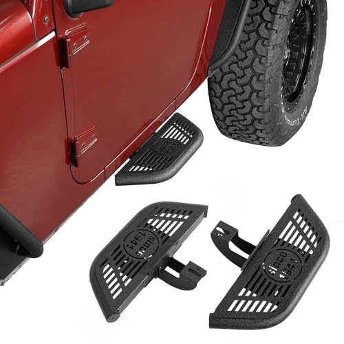 Hooke Road 2 Doors Running Boards Nerf Side Step Bars for 2007-2018 Jeep Wrangler JK 2-Door, 2 PCS Step Pads - Image 1