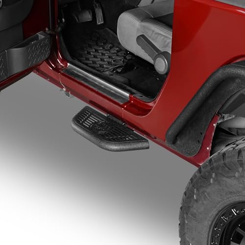 Hooke Road 2 Doors Running Boards Nerf Side Step Bars for 2007-2018 Jeep Wrangler JK 2-Door, 2 PCS Step Pads - Image 4