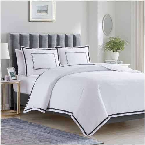 Mellanni Duvet Cover Set  3 PC Iconic Collection Bedding Set  Hotel Luxury Extra Soft  Cooling  Microfiber  Button Closure and Corner Ties King Hotel Gray