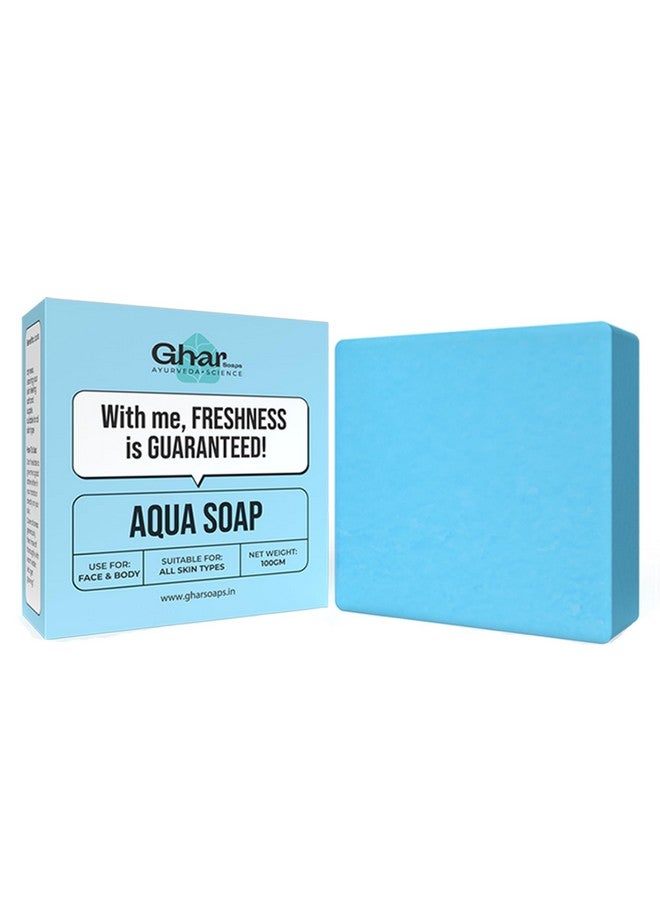 Ghar soaps Aqua Cool Soap Bar For Fresh Soft And Hydrated Skin Made With Vitamin E Coconut Oil & Aloe Vera Parabenfree Ideal For Men & Women For All Skin Types Face And Body (100 Gm) - Image 1