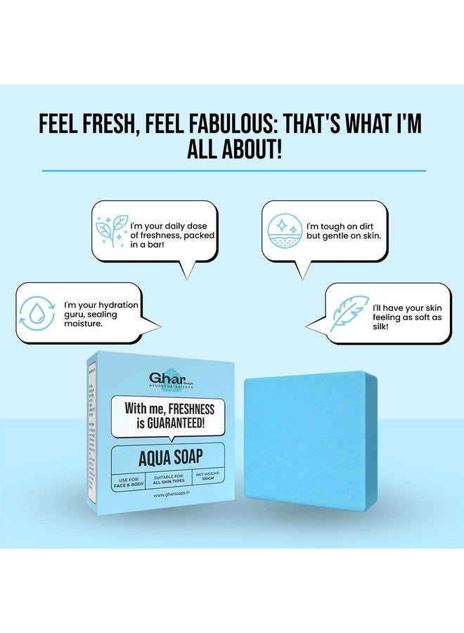 Ghar soaps Aqua Cool Soap Bar For Fresh Soft And Hydrated Skin Made With Vitamin E Coconut Oil & Aloe Vera Parabenfree Ideal For Men & Women For All Skin Types Face And Body (100 Gm) - Image 2
