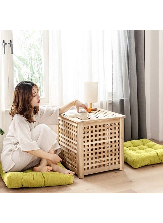 كيلا وسادة مقعد مربعة صلبة، وسادة مقعد سميكة مبطنة، وسادة كرسي من قماش الكوردروي الناعم، وسادة أرضية تاتامي لليوغا والتأمل وغرفة المعيشة والشرفة، أخضر، 55 × 55 سم - Image 3