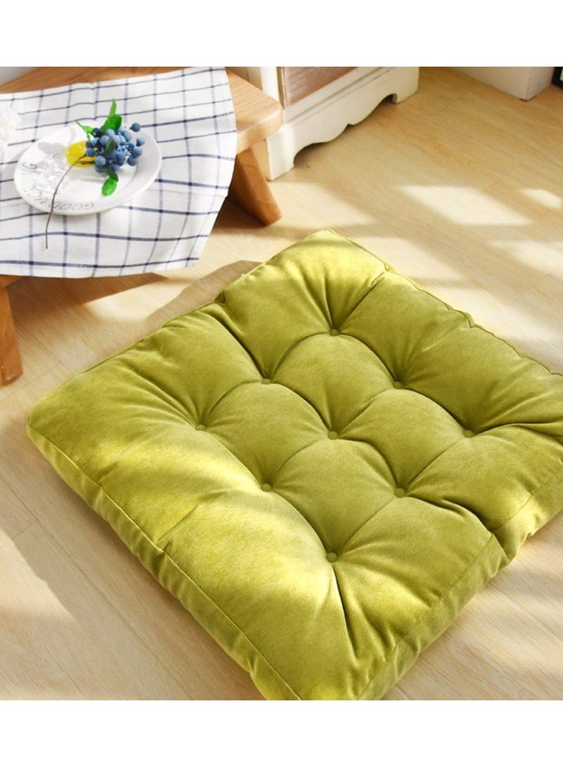 كيلا وسادة مقعد مربعة صلبة، وسادة مقعد سميكة مبطنة، وسادة كرسي من قماش الكوردروي الناعم، وسادة أرضية تاتامي لليوغا والتأمل وغرفة المعيشة والشرفة، أخضر، 55 × 55 سم - Image 5