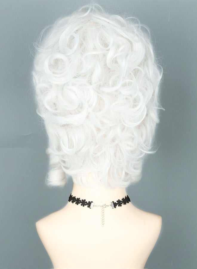 LeMarnia 18th Century Queen wig White Curly Wave Beehive Wig Palace Retro Synthetic Fiber Wig Halloween Costume Wig - Image 5