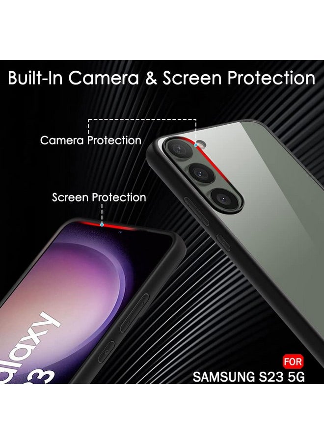 ذا جيفت كارت جراب خلفي مقاوم للصدمات فائق الجودة من TheGiftKart لهاتف Samsung Galaxy S23 5G | حماية للكاميرا | جراب خلفي صلب لهاتف Samsung S23 5G (PC & TPU، ظهر شفاف للغاية، جوانب سوداء)  - Image 2