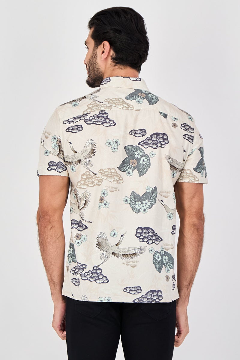 Celio Men Regular Fit Graphic Print Short Sleeve Casual Shirt, Multicolor - Image 2