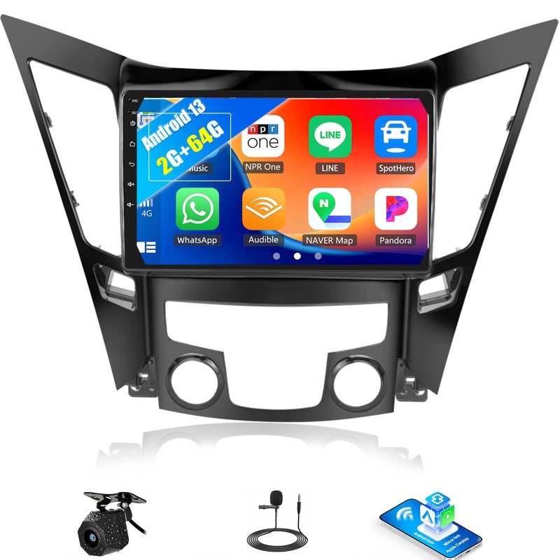 SIXWIN Android Car Stereo for Hyundai Sonata 2010-2015 2G+64G with Carplay Android Auto Mirror Link 9 inch Touchscreen with GPS Navigation WiFi 26UI Bluetooth FM Backup Camera - Image 1