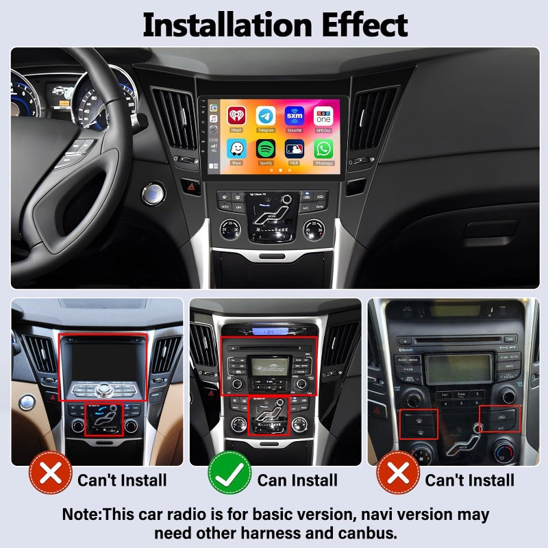 SIXWIN Android Car Stereo for Hyundai Sonata 2010-2015 2G+64G with Carplay Android Auto Mirror Link 9 inch Touchscreen with GPS Navigation WiFi 26UI Bluetooth FM Backup Camera - Image 2