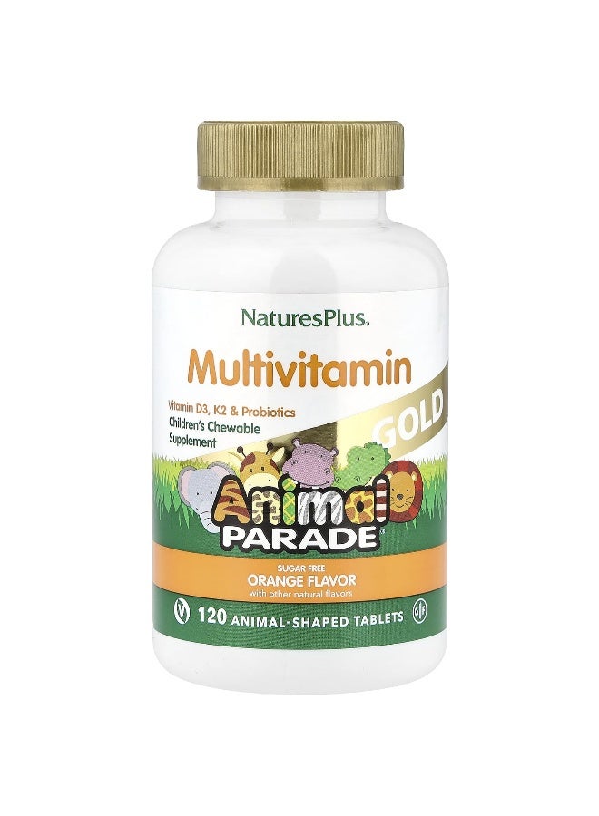 NaturesPlus, Animal Parade® Gold, Children's Chewable Multivitamin, Orange, 120 Animal-Shaped Tablets