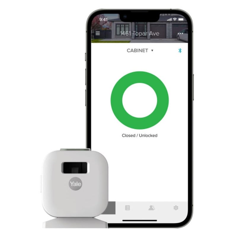 Yale Smart Cabinet Lock - Secure Medicine, Liquor, Cleaning Supply and Other cabinets. Child Proof. Magnet and Key Free Access with Your Phone or Apple Watch - Image 1