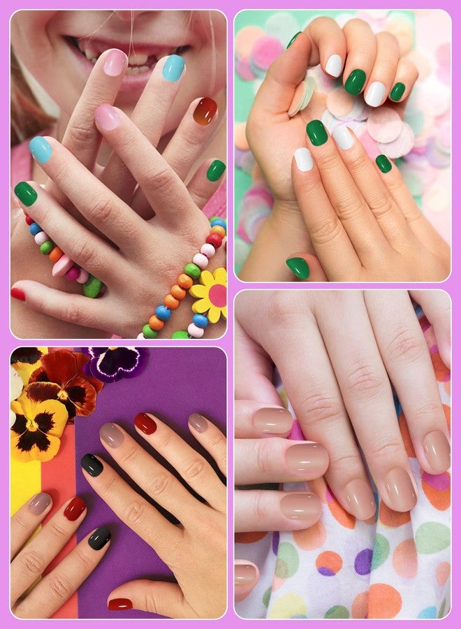 TOROKOM 288 Pieces Kids Short Glossy Press on Nails, TOROKOM Children False Nails 12 Colors Acrylic Nails Art Tip for Kids Short Square Full Cover Fake Nails for Girls - Image 4