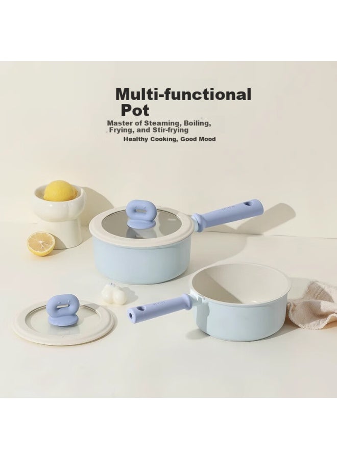 CAROTE Carrot Non-stick Milk Pot, Baby Food Pot, Maifanshi Small Pot, Frying And Cooking Pot, Home Steaming And Soup Pot, 18cm Set - Image 1
