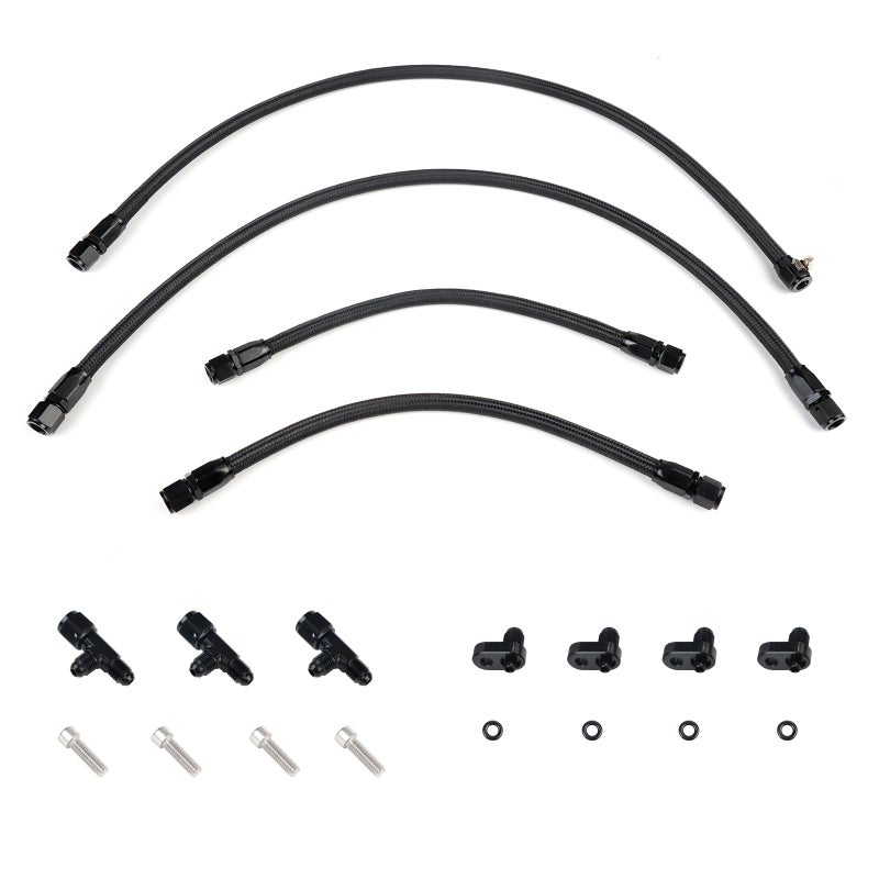 YESHMA Steam Vent Hose Kit 4 AN Aluminum Complete Coolant Crossover Transmission Fluid Cooler Hose Line Stainless Steel with Hardware and Hoses Kit Compatible With LSX LS1 LS2 LS6 LM7 Black - Image 2
