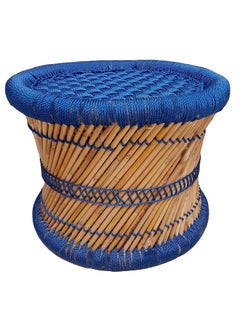 RCLV RCLV Rajasthani Pure Handmade Bamboo muddaStoolChair for Living RoomOfficeHome for IndoorOutdoor Garden Blue Color 15x13 