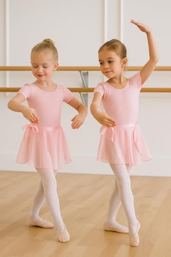DANSHOW Girls Short Sleeve Leotard with Skirt Kids Dance Ballet Tutu Dresses(3027-L-08) - Image 5