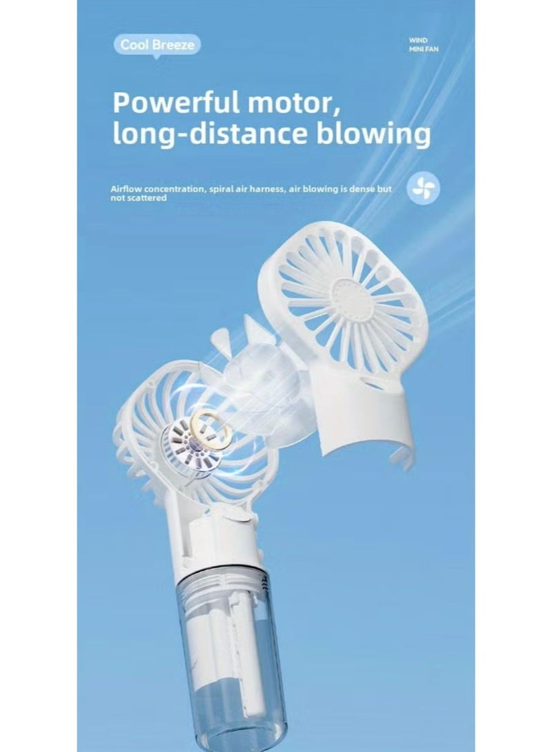 Nippo RECRSI ES-N01 Handheld Mini Fan with Water Spray & USB Charging, 4-Speed - Image 3