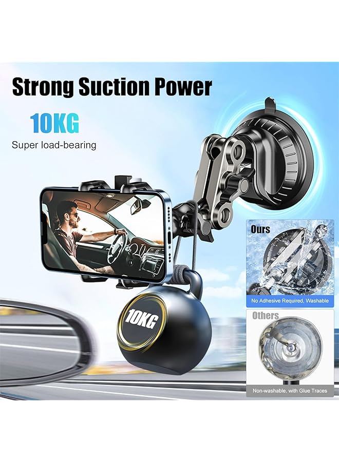 KASTWAVE Heavy-Duty Car Phone Mount - 360° Rotating Suction Cup Holder For Video Recording, Vlogging & Live Streaming, Universal Dashboard/Windshield/Sunroof Mount (Black, 1.5Lb Capacity) - Image 2