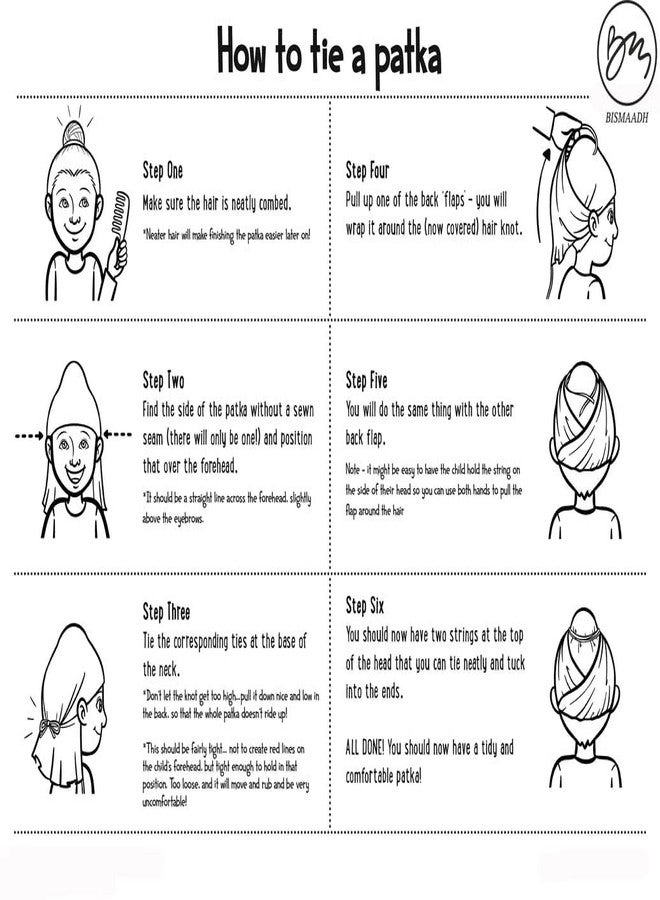 BISMAADH Pure Cotton 4 Tani Patka - Four Tani/Strings/Taniyan Wala Patka/Sikh Kids & Boys Dastaar/Bandana - Pack of 5, (Multicolor, Free Size) - Image 5