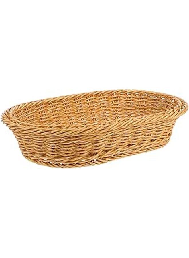 Plastic Oval Fruit Basket Woven Snack Bread Storage Bin Kitchen Dining Organizer - Image 1