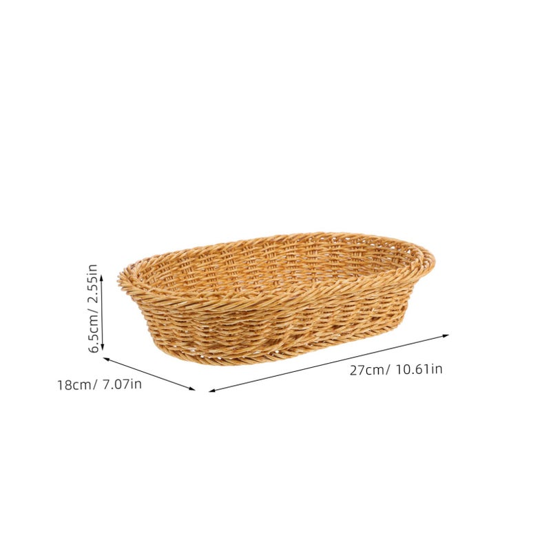 Plastic Oval Fruit Basket Woven Snack Bread Storage Bin Kitchen Dining Organizer - Image 3