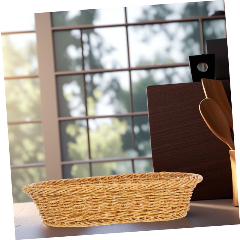 Plastic Oval Fruit Basket Woven Snack Bread Storage Bin Kitchen Dining Organizer - Image 5