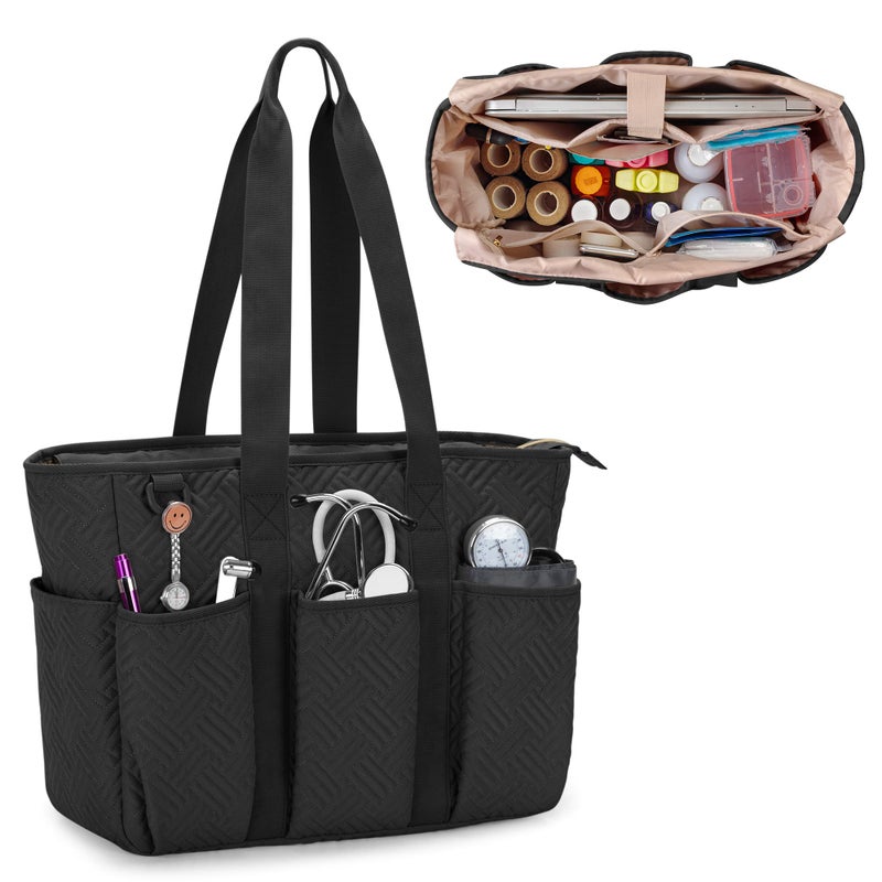 Fasrom Fasrom Nurse Tote Bag for Work Nurses Clinical Bag for Nursing Students and Home Health Care Staff Black Empty Bag Only