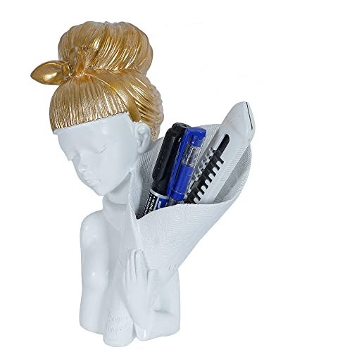 zart Resin Girl Showpiece for Home Décor Showpiece & Office Decor Item (White), 10 cm , 7 cm - Image 3