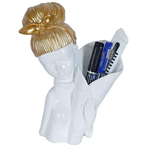 zart Resin Girl Showpiece for Home Décor Showpiece & Office Decor Item (White), 10 cm , 7 cm - Image 2