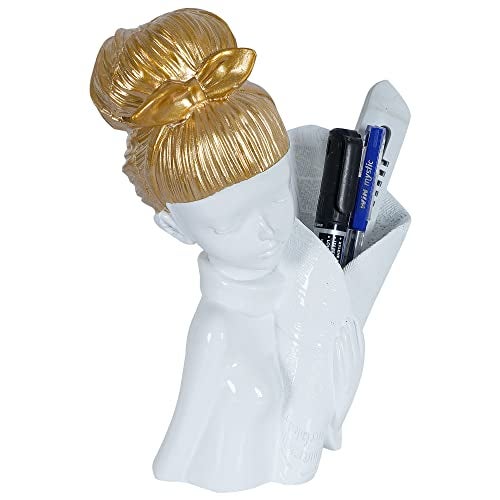 zart Resin Girl Showpiece for Home Décor Showpiece & Office Decor Item (White), 10 cm , 7 cm - Image 4