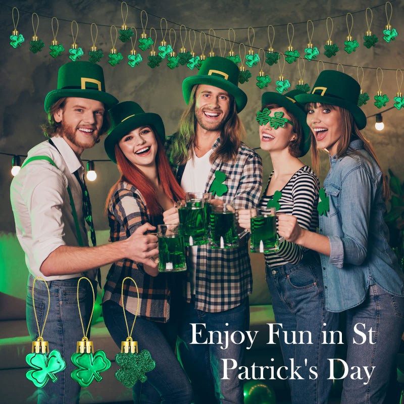 Juinte 64 Pieces Valentine's Heart Shaped Ornaments Heart Shaped Baubles St Patrick's Day Shamrocks Easter Hanging Egg Baubles Mini Valentine Ornaments for Holiday Hanging Decors (Lively) - Image 3