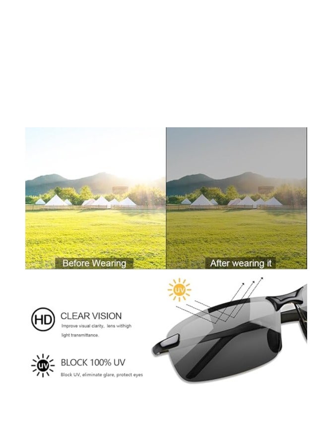 Generic Photochromic Driving Glasses Day and Night 2 in 1 Polarized Sunglasses Anti-Glare UV Protection for Men Women  - Image 3