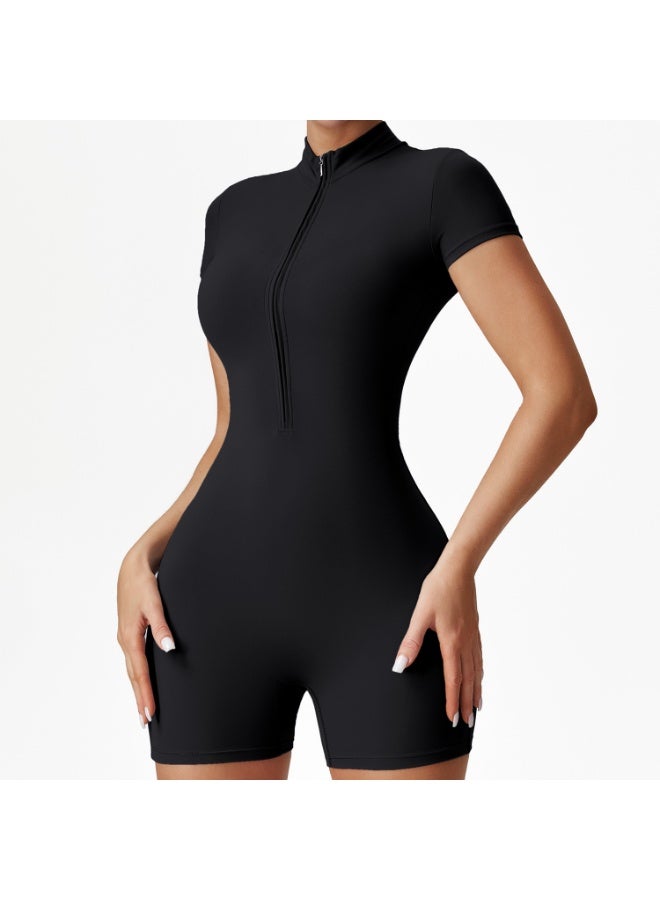 Summer Zipper Jumpsuits Short Sleeve Yoga Bodysuit Women's Yoga Set Gym Tracksuit Push-up Workout Clothes Dance Fitness Bodysuit  - Image 1