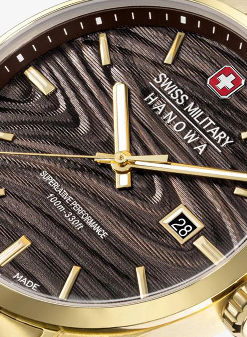 Swiss Military Hanowa  Golden Beech 42mm Men's Analog Watch with Yellow Gold Plated Stainless Steel Bracelet for Men | Best Price UAE