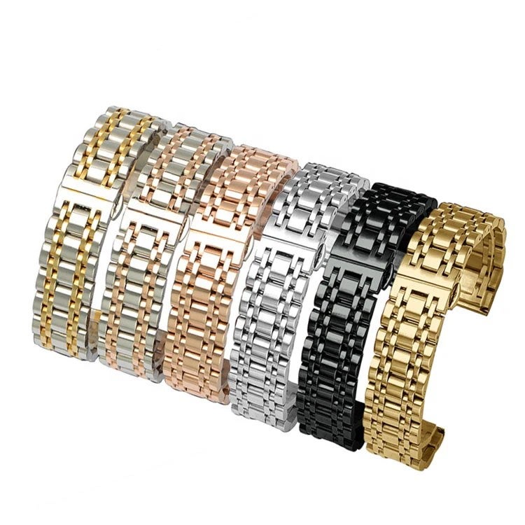 Bluejw Luxury 304 Stainless Steel Watch Strap with Seven Beads – Durable Solid Metal Replacement Band for Watches - Image 3