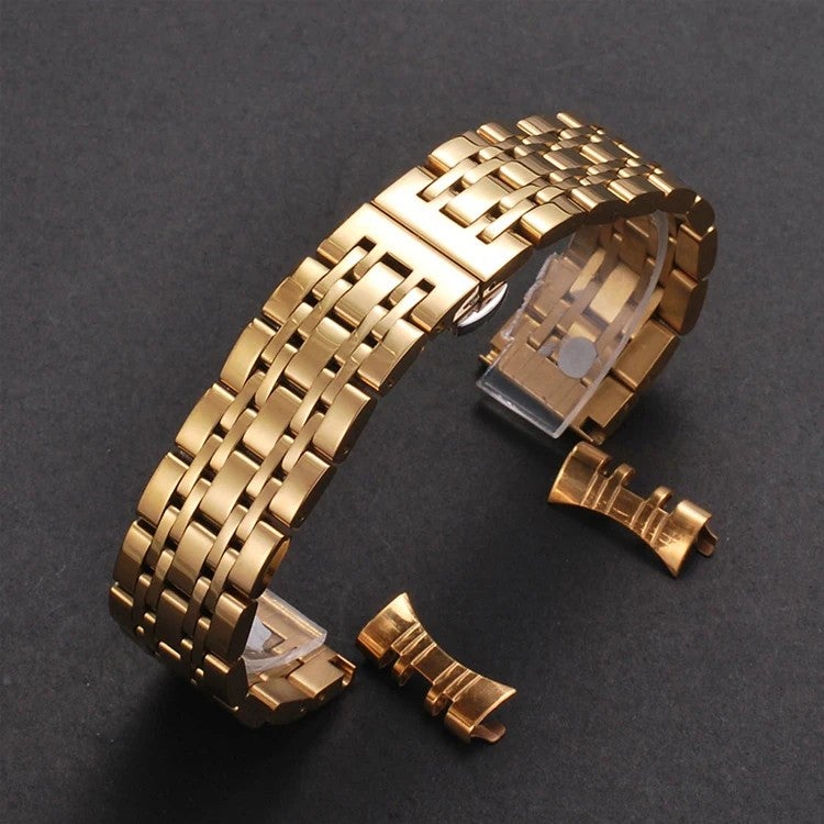 Bluejw Luxury 304 Stainless Steel Watch Strap with Seven Beads – Durable Solid Metal Replacement Band for Watches - Image 1