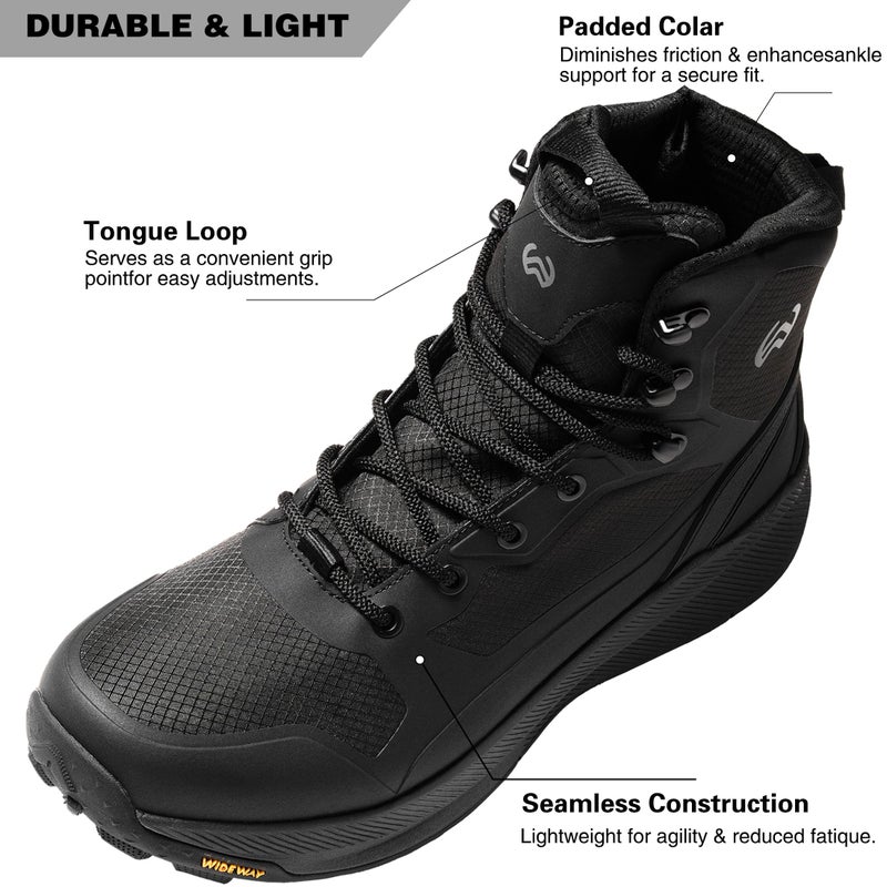 WIDEWAY Men's Lightweight Military Tactical Boots Non-Slip Work Boots For Men Comfortable All Day Hiking Boots Side Zipper Black Boot Shoes Mens Botas de trabajo para hombres - Image 5