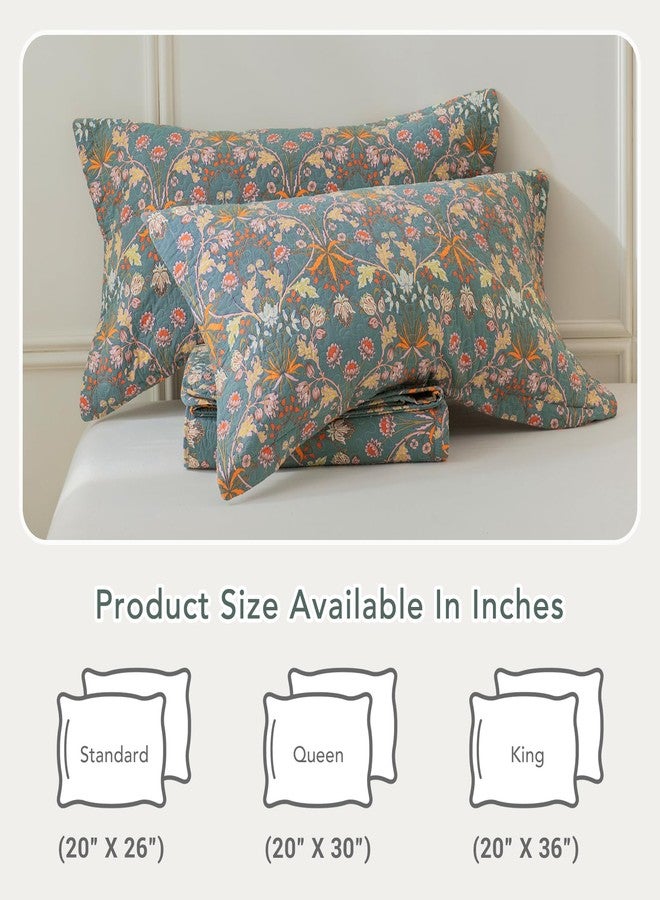 Lady Ann Cotton Quilted King Size Pillow Shams 20x36, Vibrant Paisley Floral Pattern Plant Botanical Printed King Size Pillow Cases Set of 2, Decorative Soft & Cozy Pillow Covers for Bed - Image 4