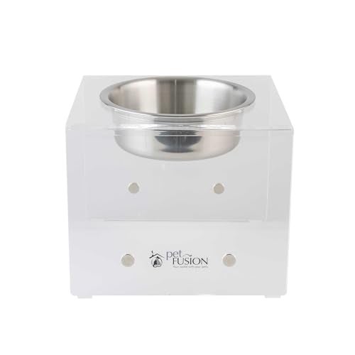 PetFusion Elevated Dog & Cat Bowls, 8" x 8" x 4", Stainless Steel & Acrylic, Mix & Match, 12 Month Warranty - Image 1