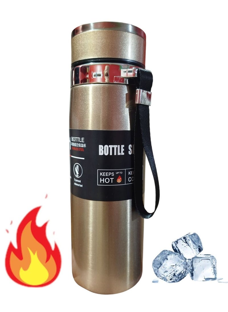 316 Stainless Steel Double-Insulated Thermos Water Bottle High-quality, rust-resistant, 800ml capacity, for cold and hot drinks. Leak-proof sports thermos (Gold). Sold by (Black Fire) - Image 1