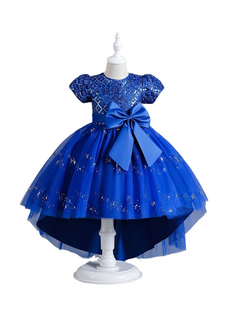 Children's dress short sleeve tail dress princess mesh performance dress Costumes - Image 1