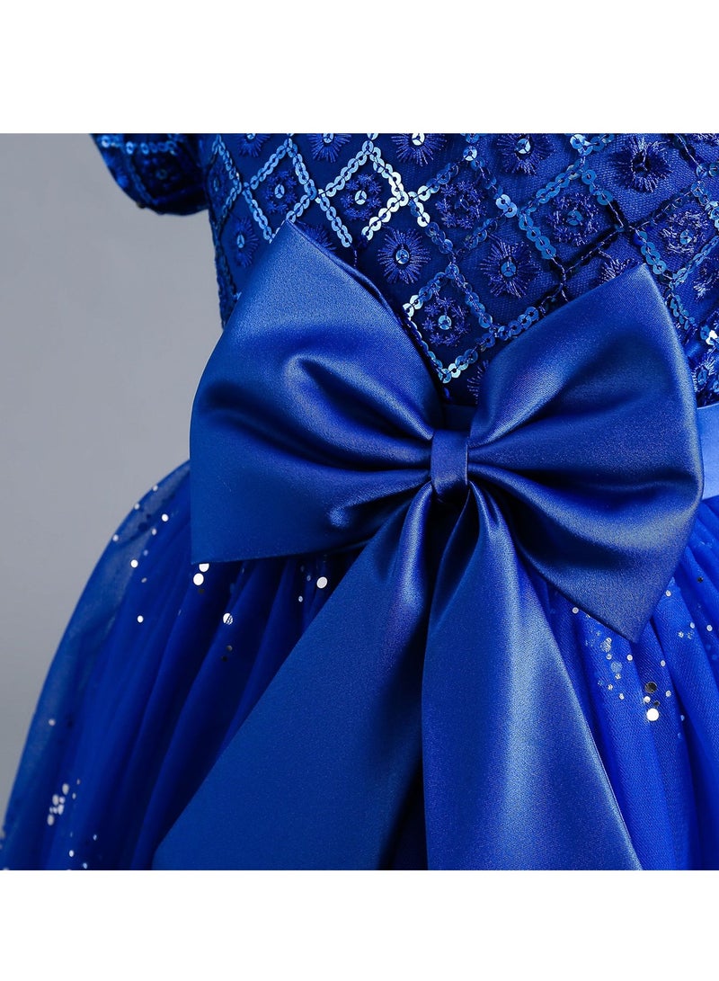 Children's dress short sleeve tail dress princess mesh performance dress Costumes - Image 4