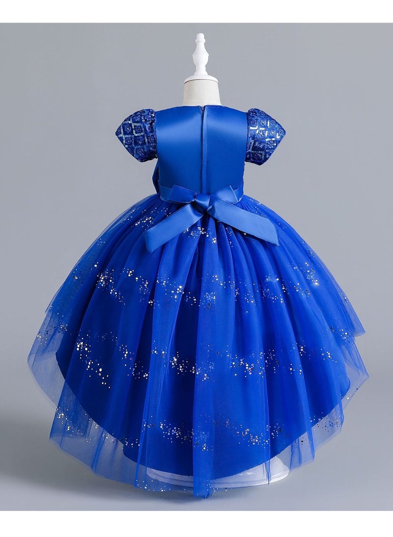 Children's dress short sleeve tail dress princess mesh performance dress Costumes - Image 3