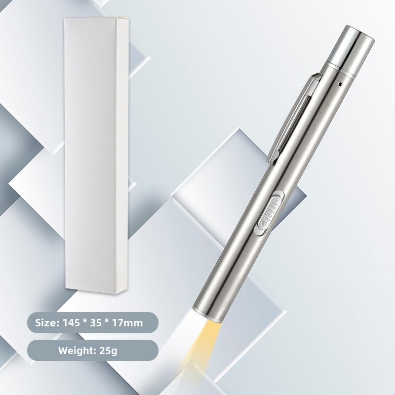 Rechargeable Dual Light Pupil Penlight for Medical Use silver-white boxed - Image 1