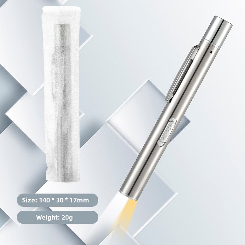 Rechargeable Dual Light Pupil Penlight for Medical Use silver-white boxed - Image 5