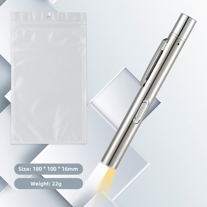 Rechargeable Dual Light Pupil Penlight for Medical Use silver-white boxed - Image 3