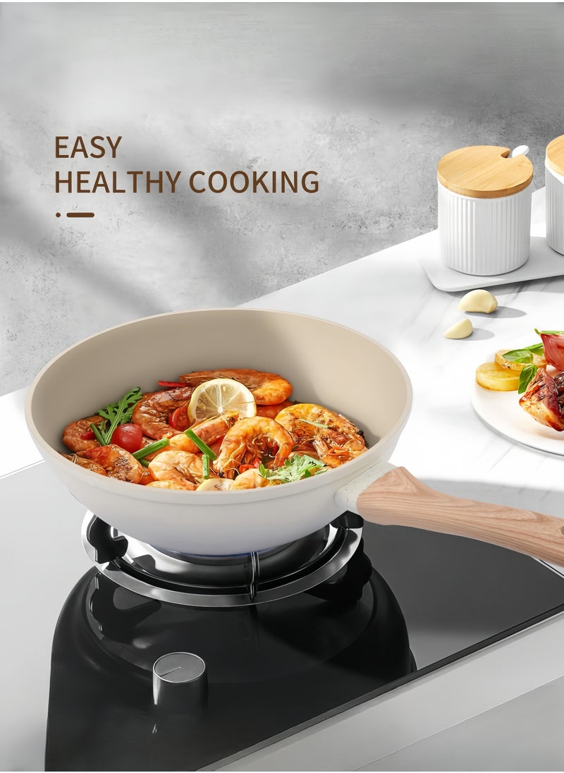 nihao - Granite Medical Stone 12-piece Set Non-stick Cookware Set Pan Frying Pan, With Stainless Steel Lids, PFOA Free ,LEAD Free ,CADMIUM Free - Black - Image 1