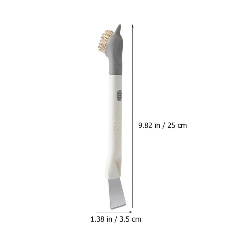 3 In 1 Pot Brush Stove Cleaner With Handle Multifunctional Kitchen Scrubber For Oil Grease Removal Beige - Image 3