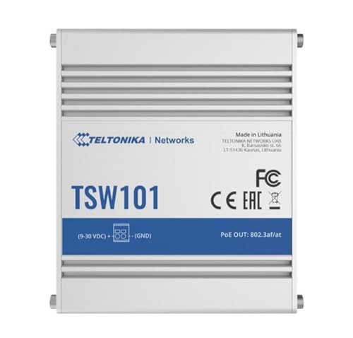Teltonika TSW101 Autmotive Ethernet Switch, 5 x Gigabit Ethernet Ports, PoE+, Durable Design - Image 1